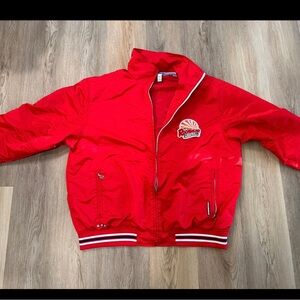 Vintage y2k ROCAWEAR BOMBER JACKET TOKYO EMBROIDERED BOMBER RED JACKET MENS XXL